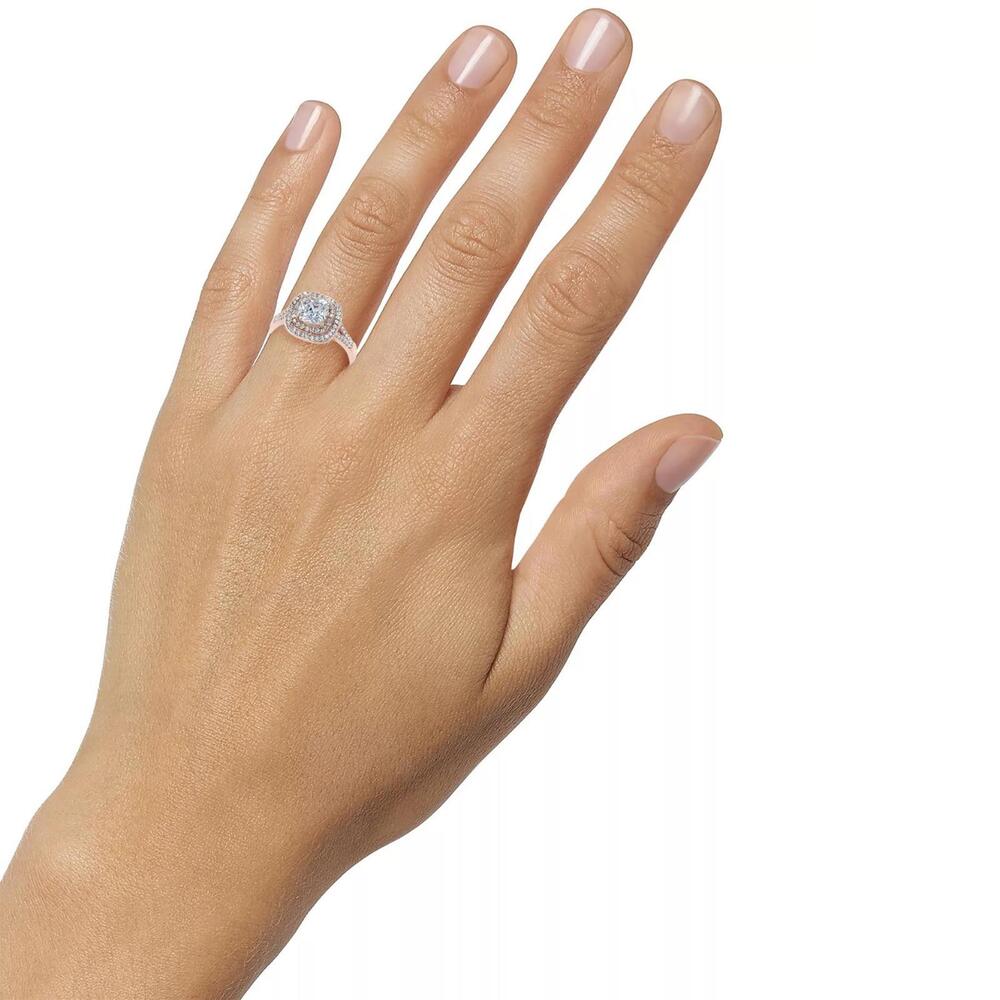 Charter Club Double Halo Crystal Center Ring Size 7 - Picture 2 of 3